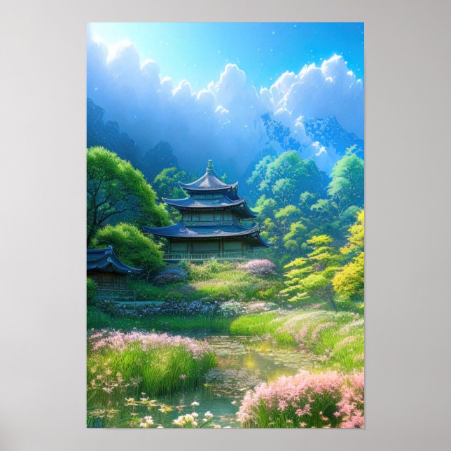 Poster A beleza de um jardim japonês exuberante (Frente)