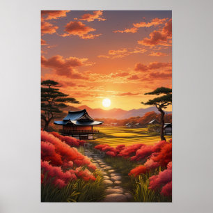 Poster A beleza do sol no campo japonês