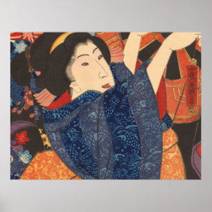 Pôster A beleza japonesa areja vestuários coloridos