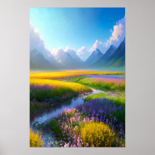 Poster A Beleza Vibrante de Um Campo Flor