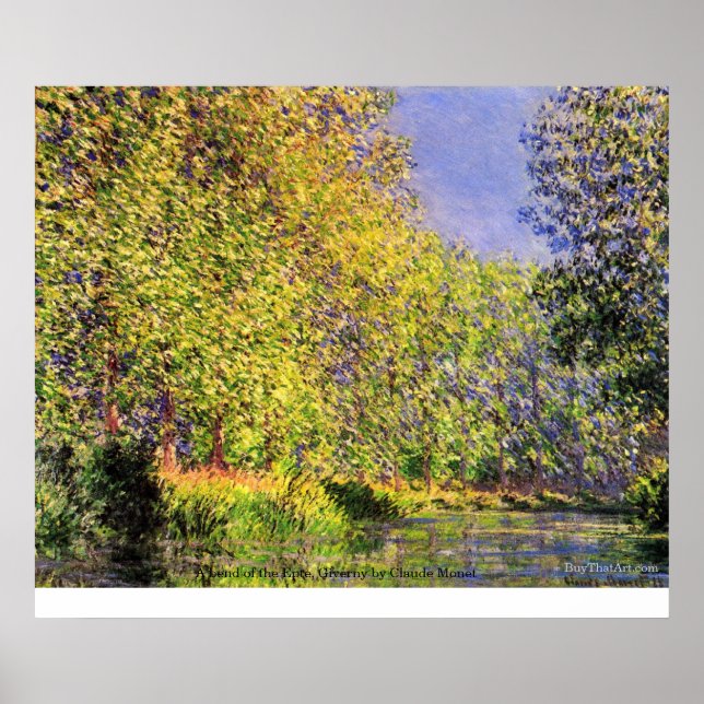Poster A bend of the Epte, Giverny by Claude Monet (Frente)