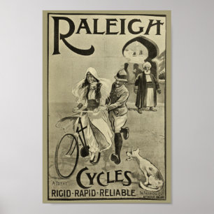 Pôster A bicicleta 1899 do vintage Raleigh dá um ciclo o