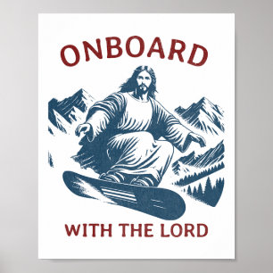 Poster A Bordo Com O Senhor - Snowboard Jesus Na Neve