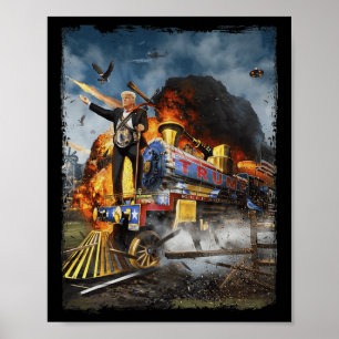 Poster A Bordo Do Trem Engraçado Donald Trump 2024 Ele