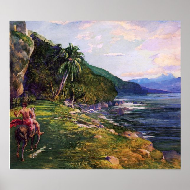 Pôster 'A Bridle Path in Tahiti' - John La Farge (Frente)