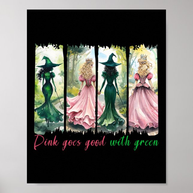 Poster A Bruxa Rosa Fica Bem Com A Bruxa Verde Do Hallowe (Frente)