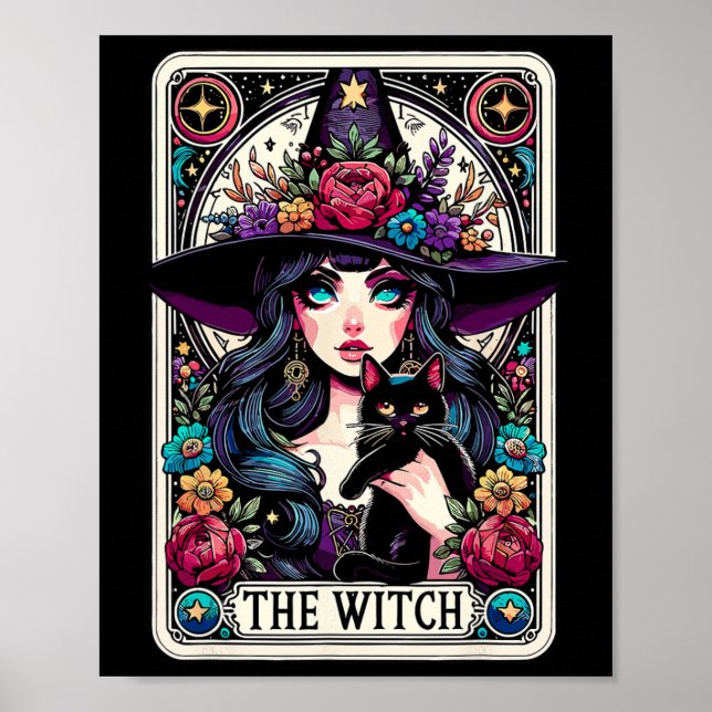 Poster A Bruxa Tarot Card Halloween Gothic Witchy Vibes (Frente)