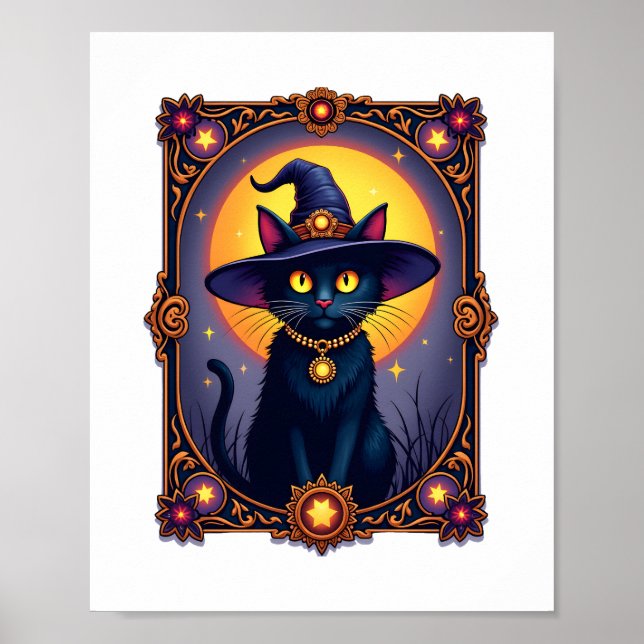 Poster A Bruxa Tarot Card Halloween Vintage Gothic (Frente)