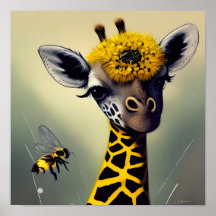 A Bumble Girafa Whimsical Digital Art
