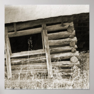 Poster A cabana rústica de madeira velha