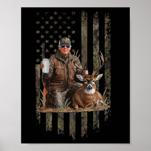Poster A Caça À Campanha Trump Nos Eua Flag Deer Hunting