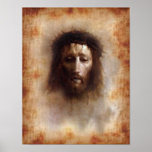 Poster A cara santamente da imagem devocional de Jesus