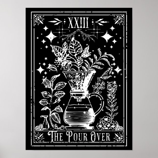 Poster A Carta de Tarô de Café Vertido (Frente)