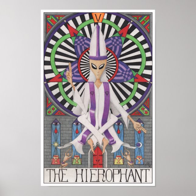 Poster A carta de tarô do Hierofante (Frente)