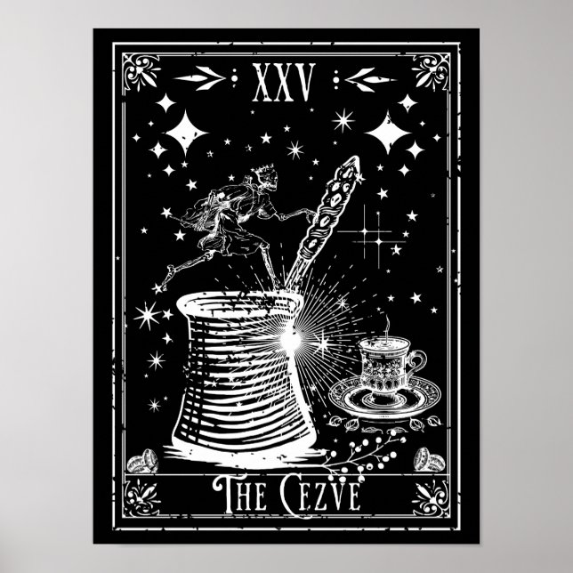 Poster A Carta de Tarot de Café Turco Cezve (Frente)