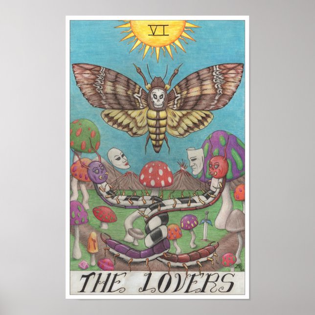Poster A carta de tarot dos Amantes (Frente)