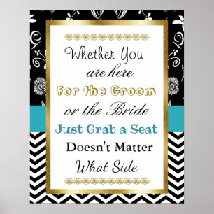 Poster A carta do assento do casamento, senta "onde" o