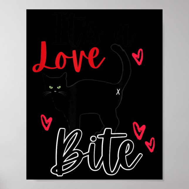 Poster A Cat Bite Means Love, Kitty Valentines  (Frente)