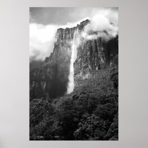 Poster A Cataratas do Anjo em preto & no branco
