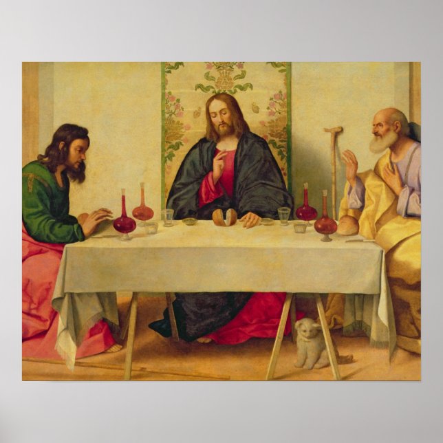 Pôster A Ceia em Emaús, 1520 (óleo na canvas) (Frente)