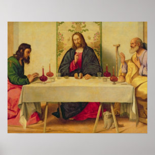 Pôster A ceia em Emmaus, 1520 (óleo em canvas)