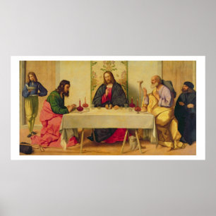 Pôster A ceia em Emmaus, 1520 (óleo em canvas)