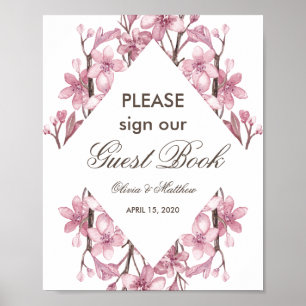Poster A cereja rosa floresce. Sinal de casamento do livr