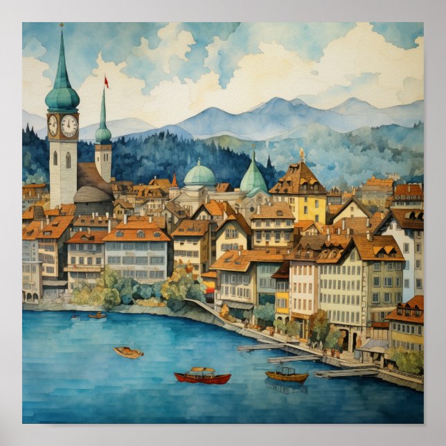 Poster A charmosa cidade de Luzern #2 (Frente)