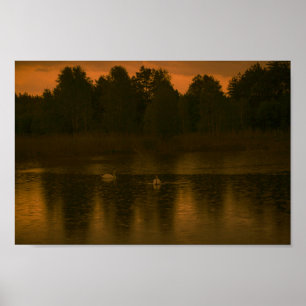 Poster A Chuva do Lago Sunset suga a paisagem natural