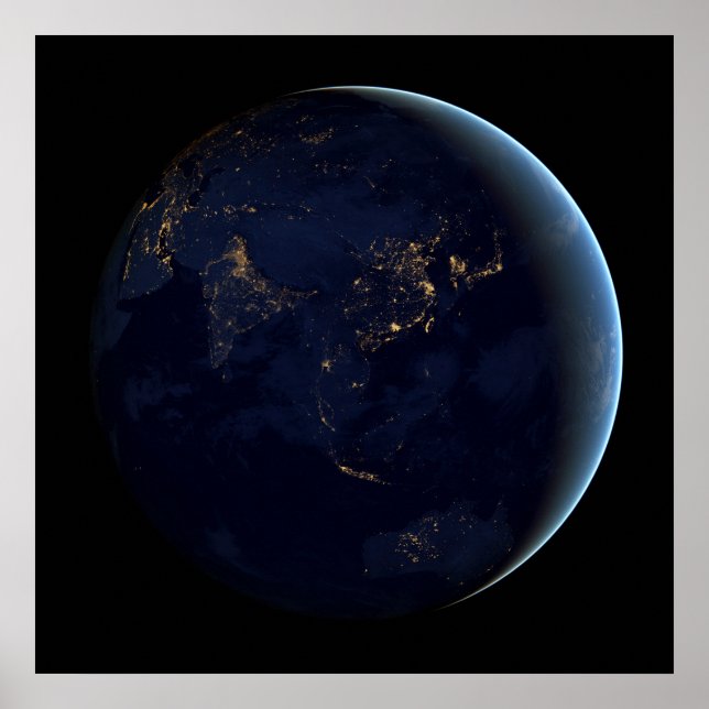 Poster A Cidade da Terra Luz À Noite Na Ásia E Na Austrál (Frente)