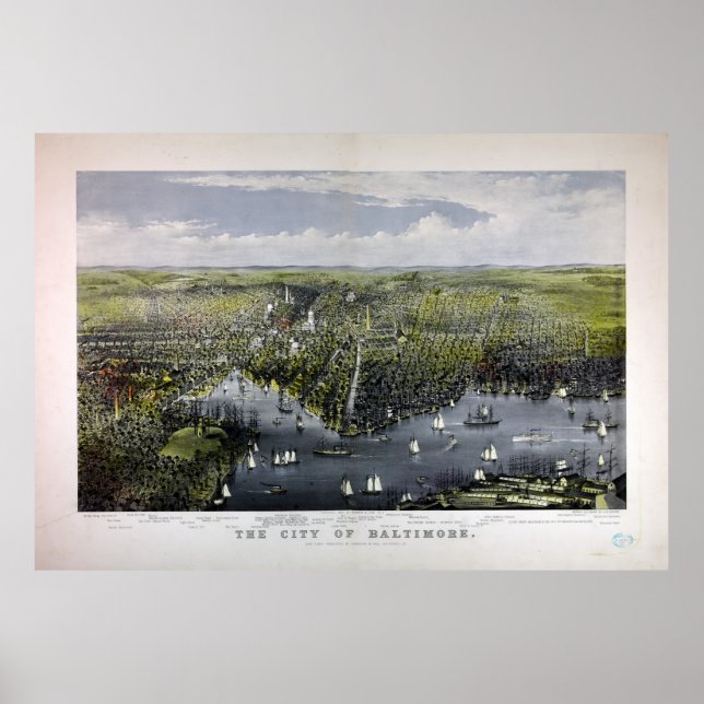 Poster A cidade de Baltimore por Currier & Ives (1880) (Frente)