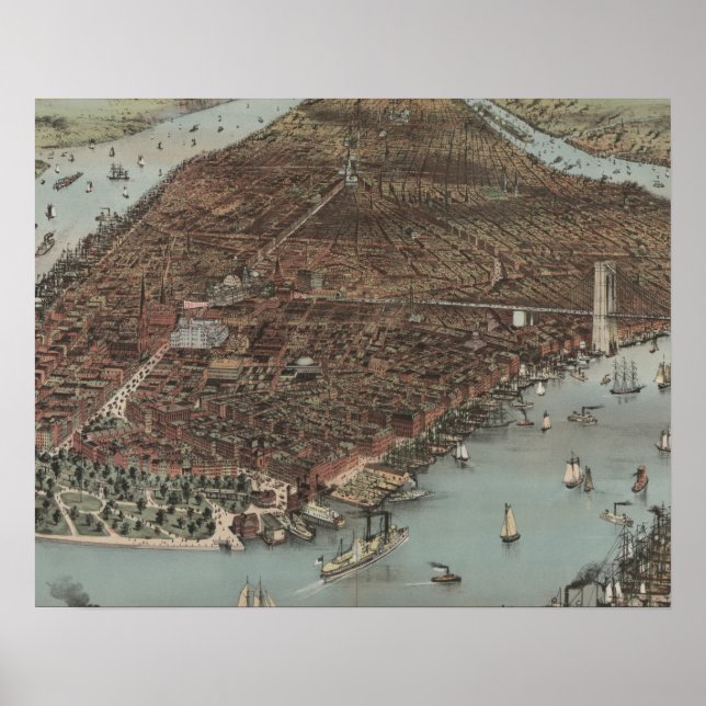 Poster A cidade de Nova Iorque | 1883 (Litógrafo Colorido (Frente)