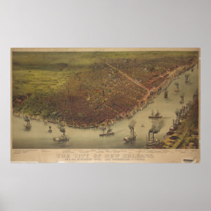 Pôster A cidade de Nova Orleães Louisiana desde 1885