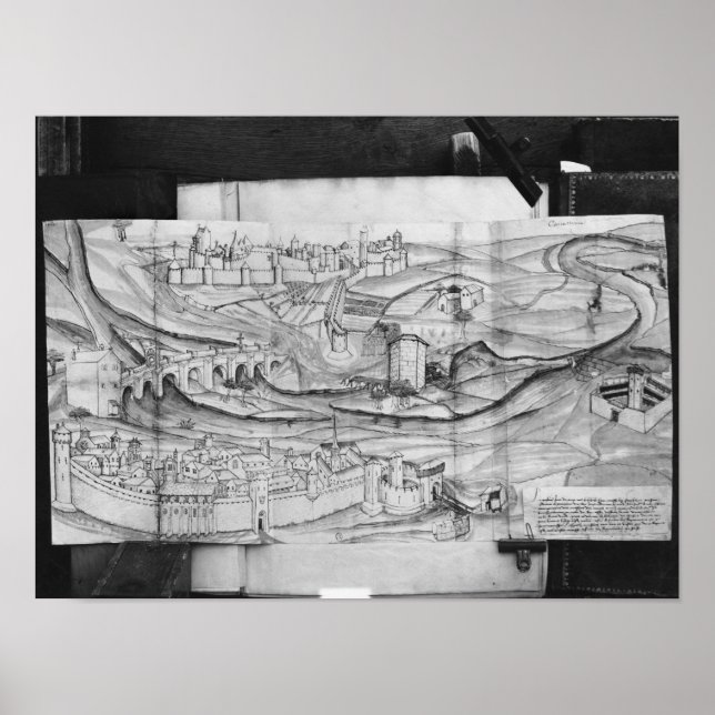 Pôster A cidade e a vila de Carcassonne, 1462 (Frente)