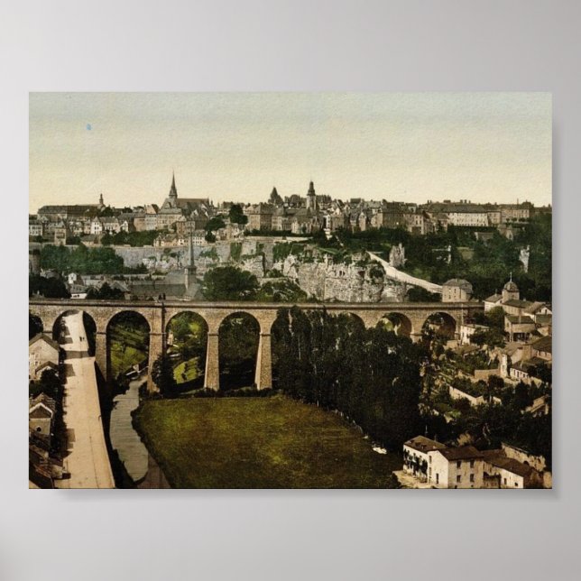Pôster A cidade, o clássico Photochrom do Luxemburgo (Frente)