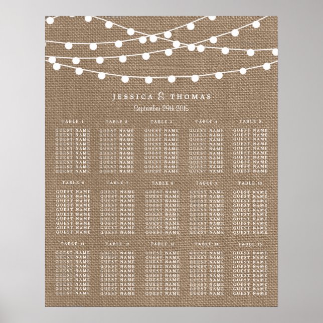 Poster A Coleção De Casamento Da Corrida Burlap String Li (Frente)