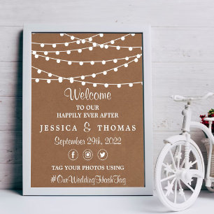 Poster A Coleção de Casamentos Rustic Kraft String Lights