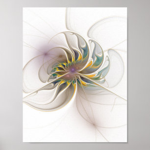 Poster A colorful fractal ornament. Abstract Flower art