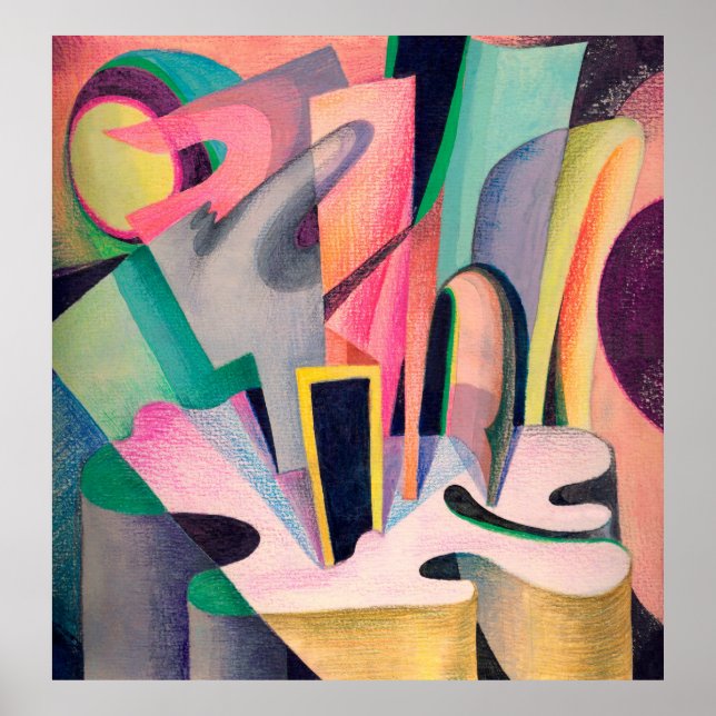 Poster A composição do abstrato é desenhada com aquarelas (Frente)