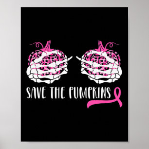 Poster A Consciência do Cancer Mama Salva Os Pumpkins Ha