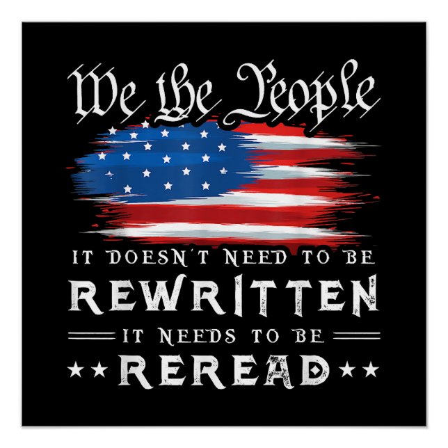 Pôster A Constituição dos EUA sobre a bandeira dos EUA pr (Frente)