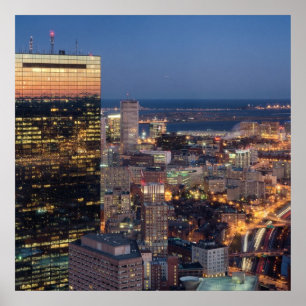 Poster A construção de Boston com luz arrasta na estrad