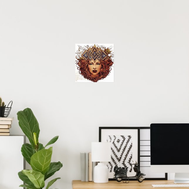 Poster A Coroa Dourada: Retrato da Rainha Mítica (Escritório em casa)