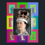 Pôster A coroação de arte Pop<br><div class="desc">A Estrela é,  é claro,  Elizabeth II. Adicionamos pequenos ecos de Pop Art ao redor do retrato central.</div>