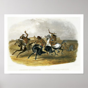 Poster A corrida de cavalos de indianos de Sioux aproxima