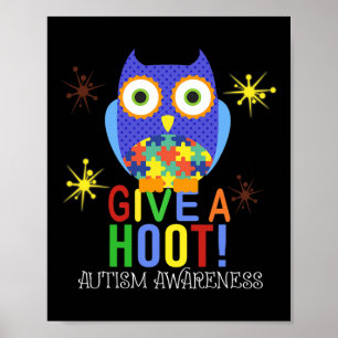 Poster A Coruja dá um grito de Conscientização do Autismo