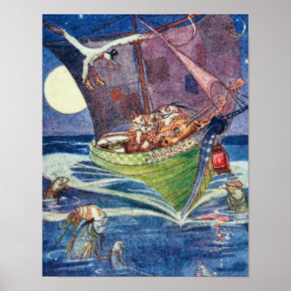 Poster A Coruja e o Gatinho Arte Fina William Pogany