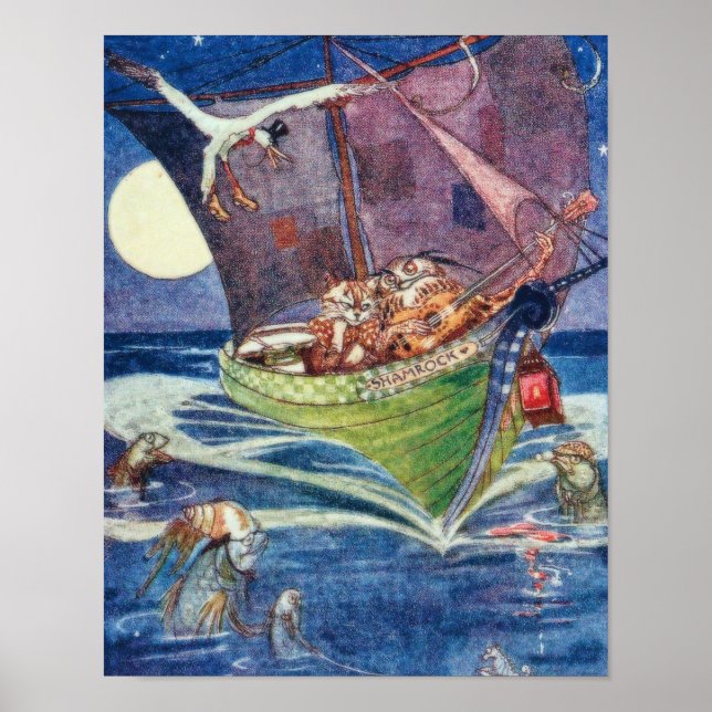 Poster A Coruja e o Gatinho William Pogany Arte Refinada (Frente)