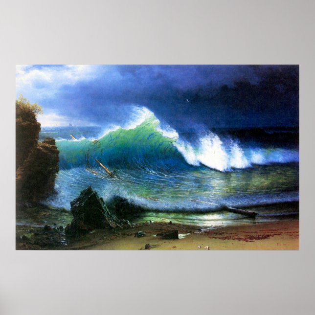 Poster A costa do mar Turquesa por Bierstadt (Frente)
