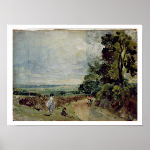 Pôster A Country road with trees and figures